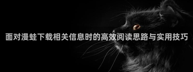 日漫：面对漫蛙下载相关信息时的高效阅读思路与实用技巧